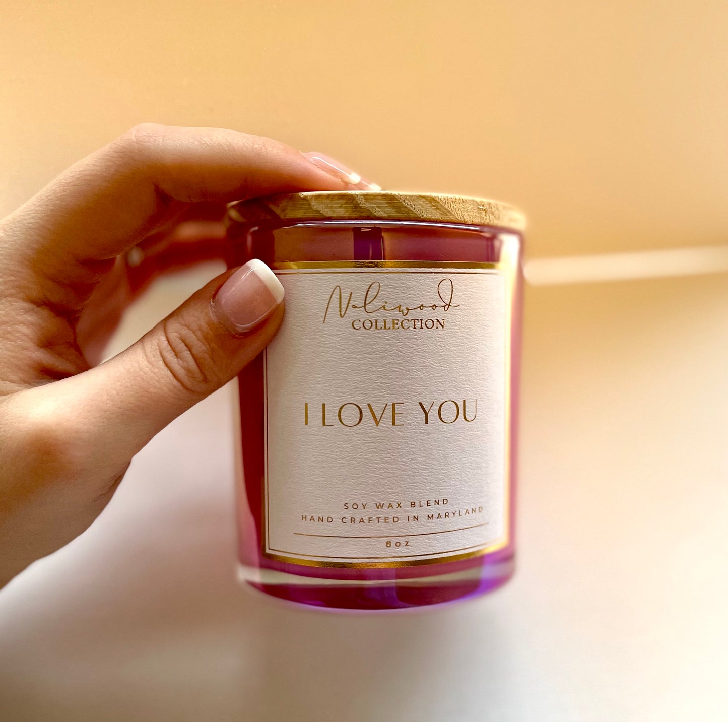 I Love You Iridescent Pink Candle